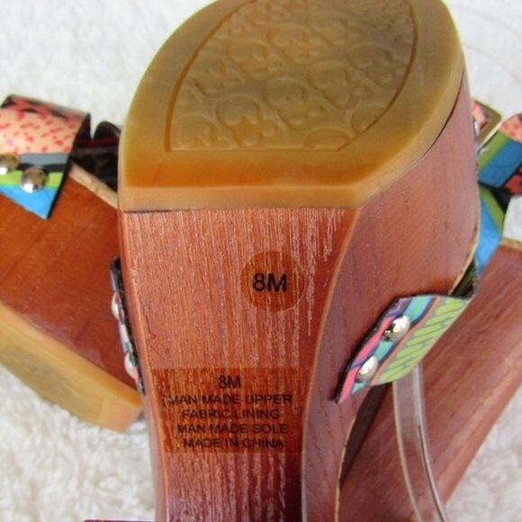 Gianni Bini Chunky High Heels Women's Size 8 Multicolor Tribal Print VGUC - Picture 8 of 14